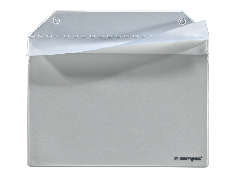 Porte document avec patte de protection et ruban magnétique