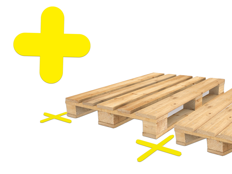 Eléments adhésifs pour marquage au sol d'emplacements de palettes